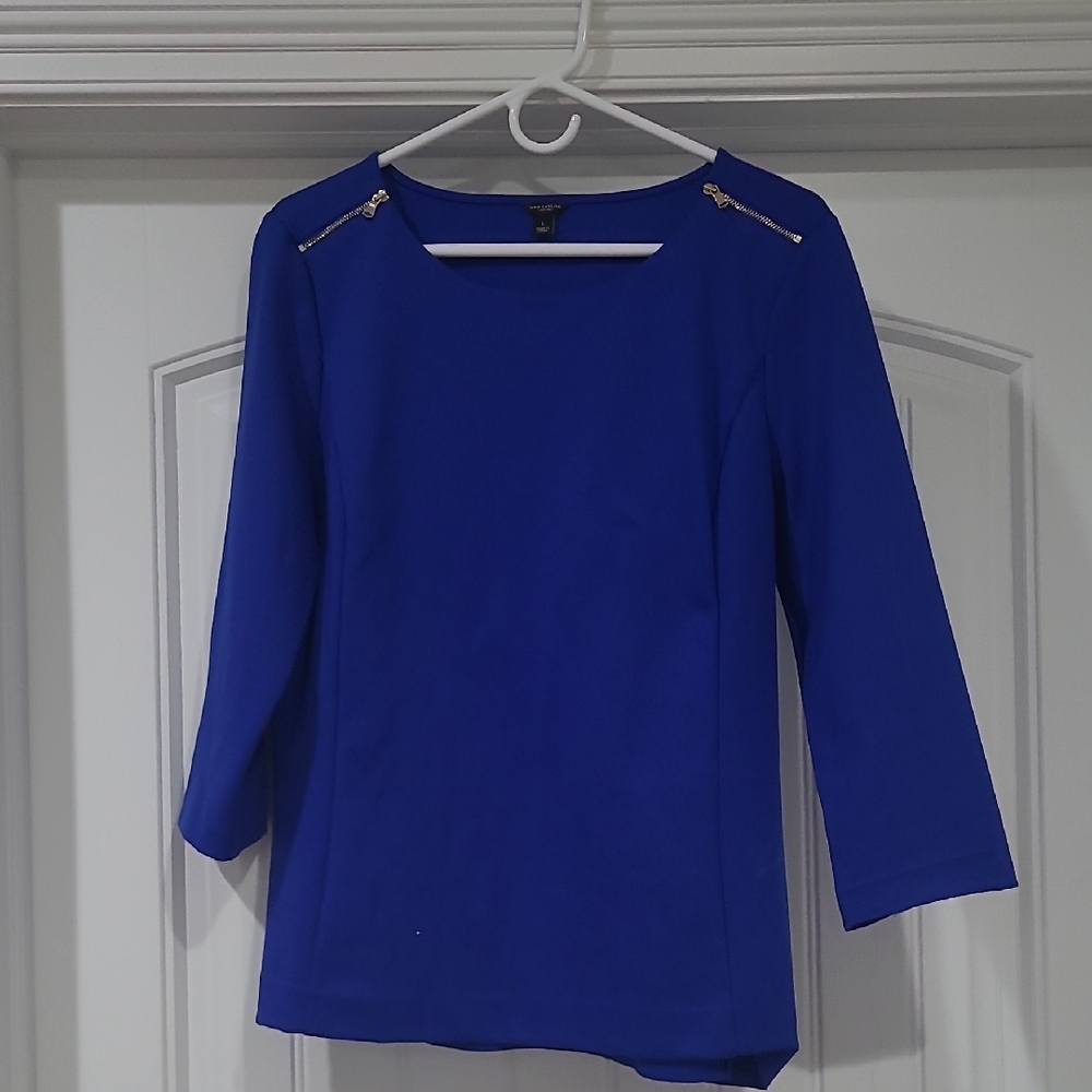 Ann Taylor Royal Blue Blouse with Zipper Accents